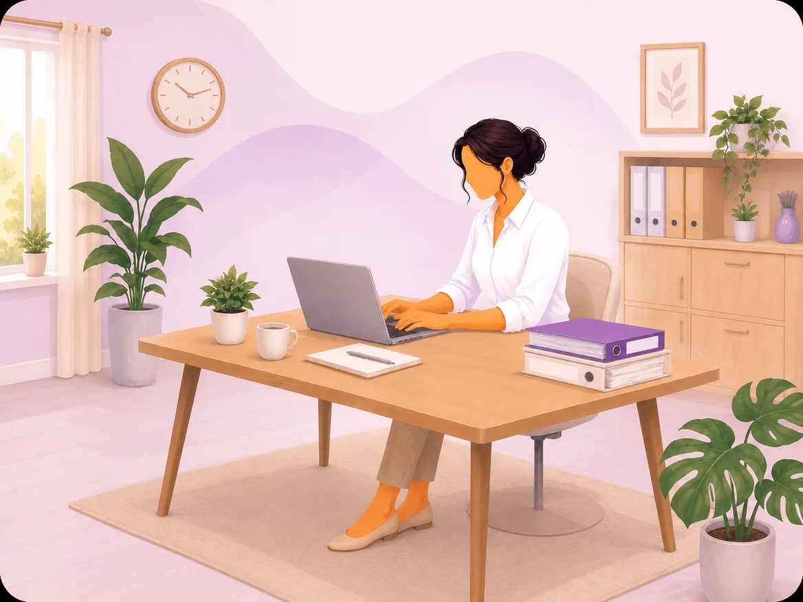 Ilustração: coordenadora de escola a trabalhar na plataforma